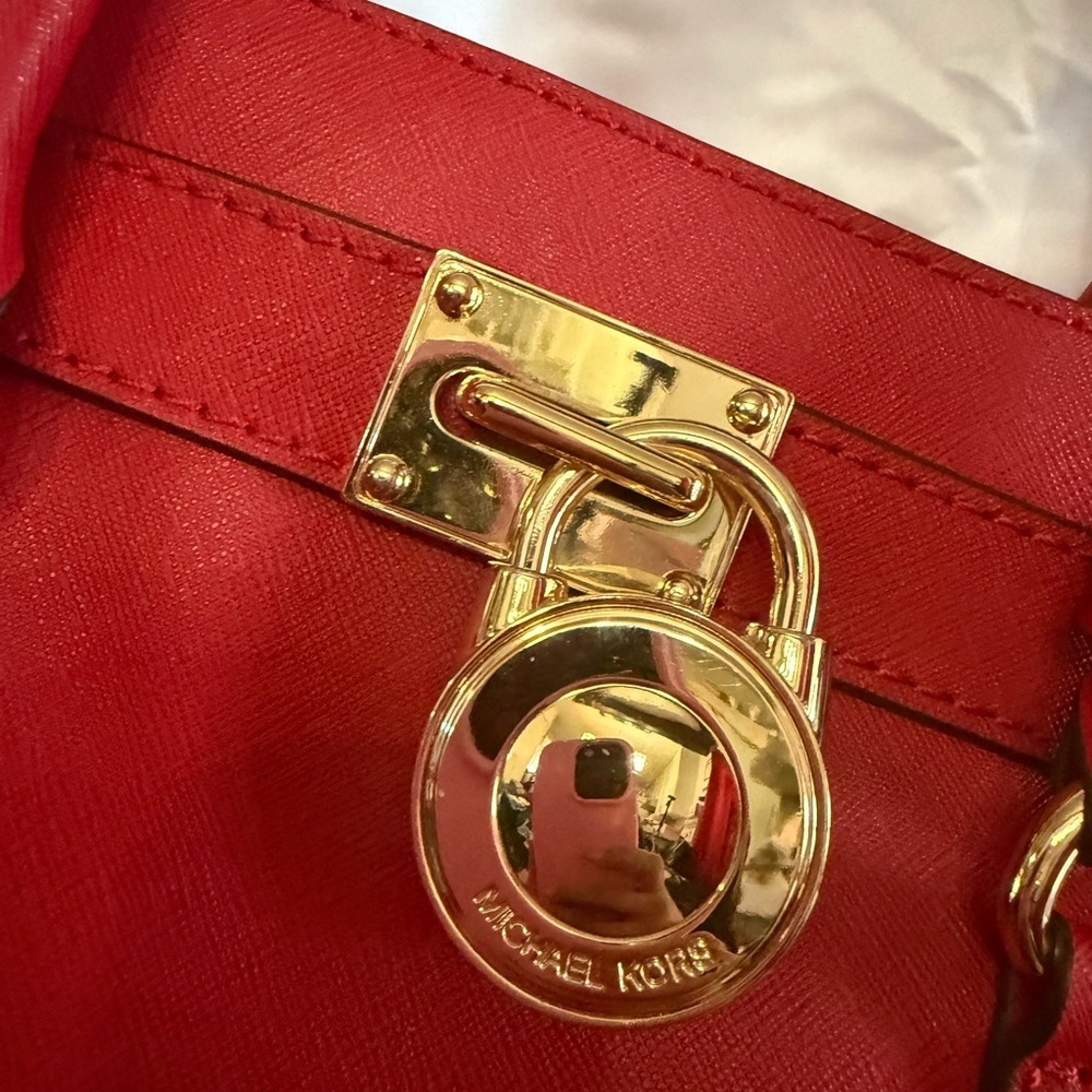 Michael Kors Red Satchel with Gold Accents - Picture 2 of 5